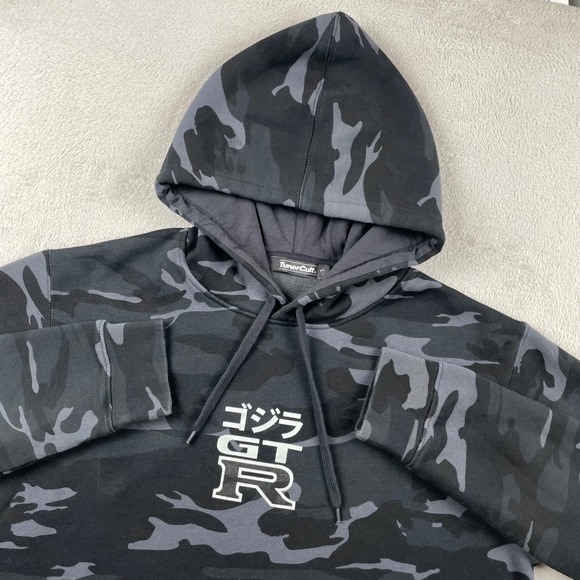 TunerCult Nissan GTR Hoodie Mens Large Black Camo Godzilla JDM Racing Pullover